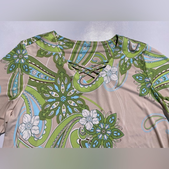 NEW Plus Size 1X Allison Daley Embellish Paisley 3/4 Sleeve Crisscross Top $69 - Picture 8 of 11